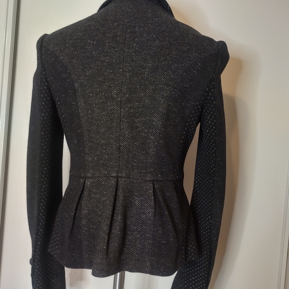 DIANE VON FURSTENBERG Black and Grey Textured Wool Blend Blazer size 4 - Picture 3 of 10